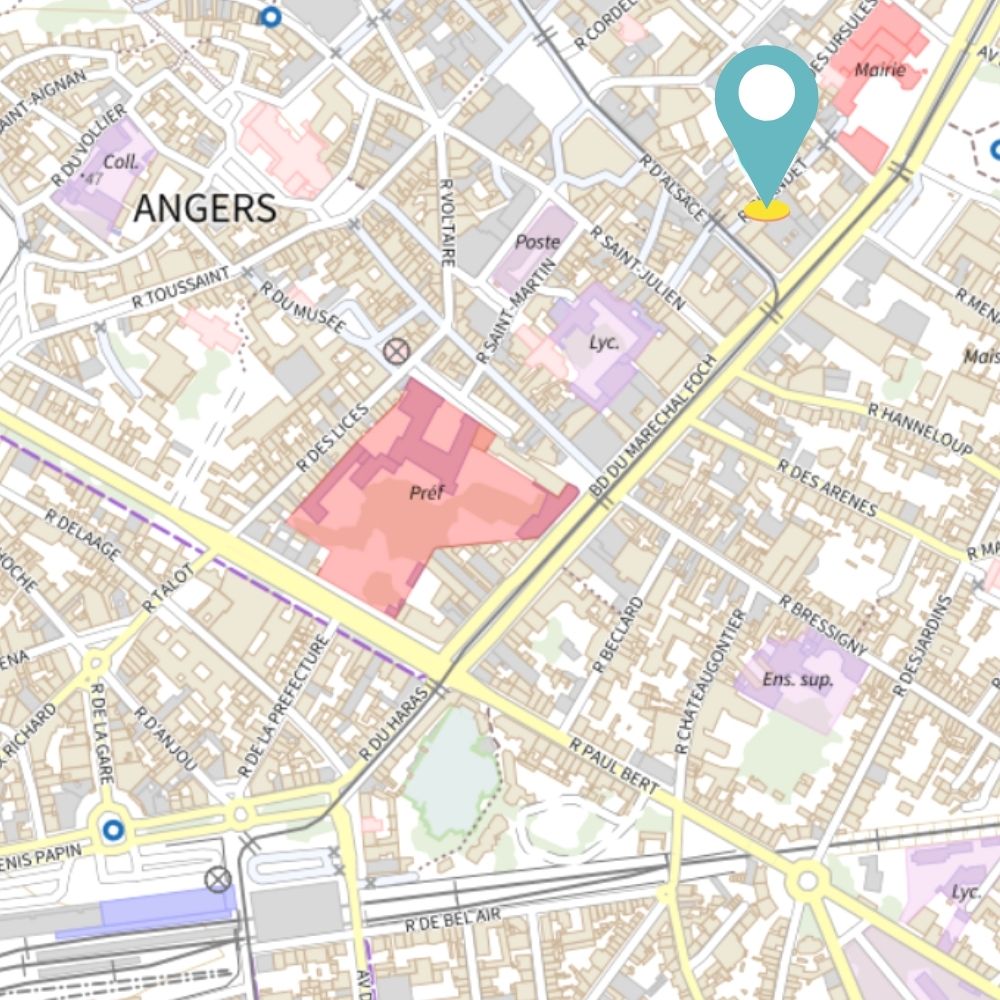 plan IGN du 11 rue Grandet 49100 Angers issu du Géoportail